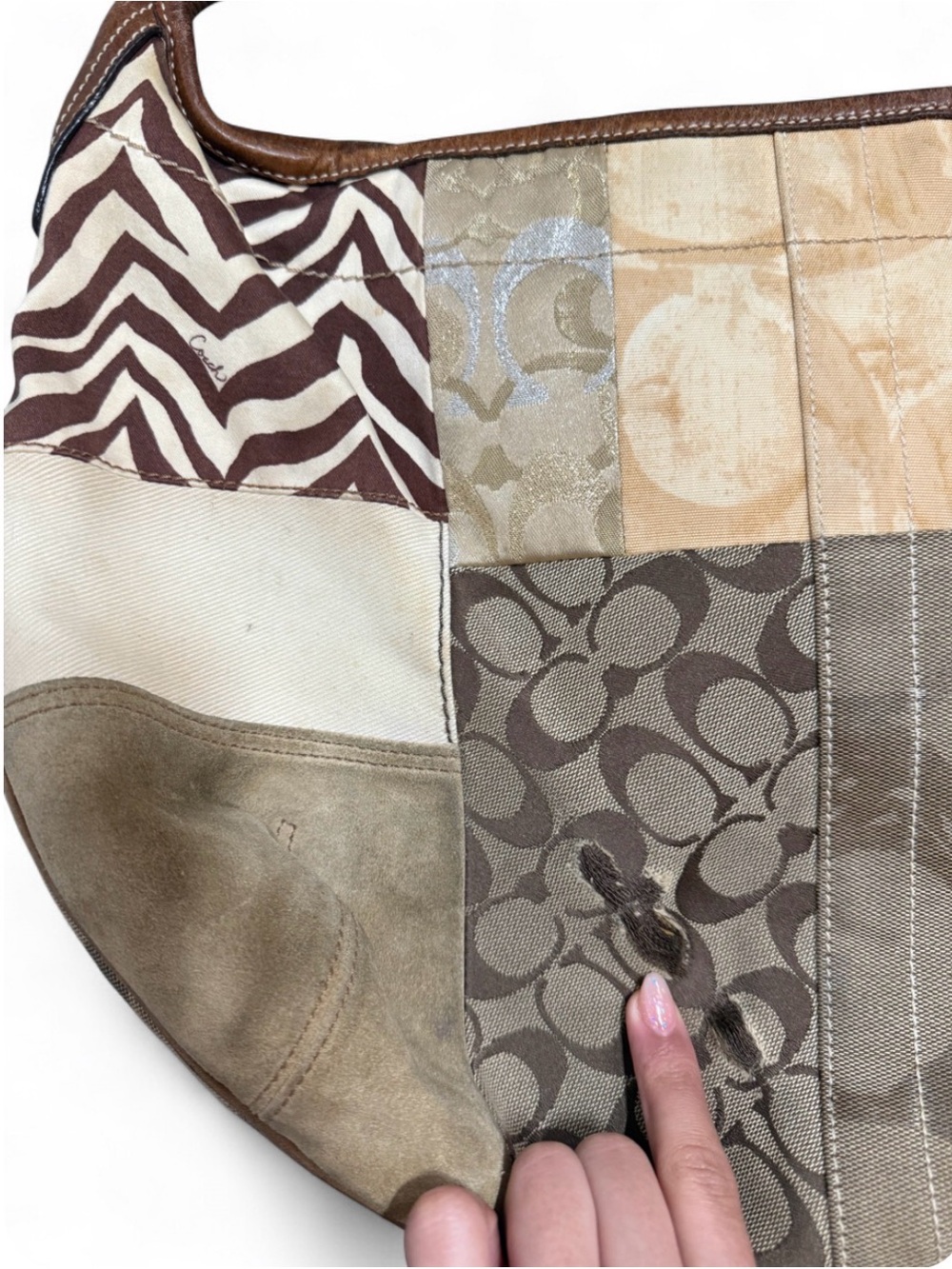 VTG Y2K Large Coach Patchwork Hobo Leopard Zebra Monogram Turn Lock w/ Hangtags - Picture 7 of 14